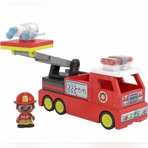 TILE TOWN Firetruck Magnetic Tiles Building Vehicle Playset With Lights & Sounds
